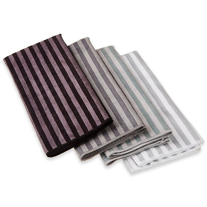 slide 1 of 1, Design Imports Stripe Microfiber Dish Towels - Grey, 4 ct