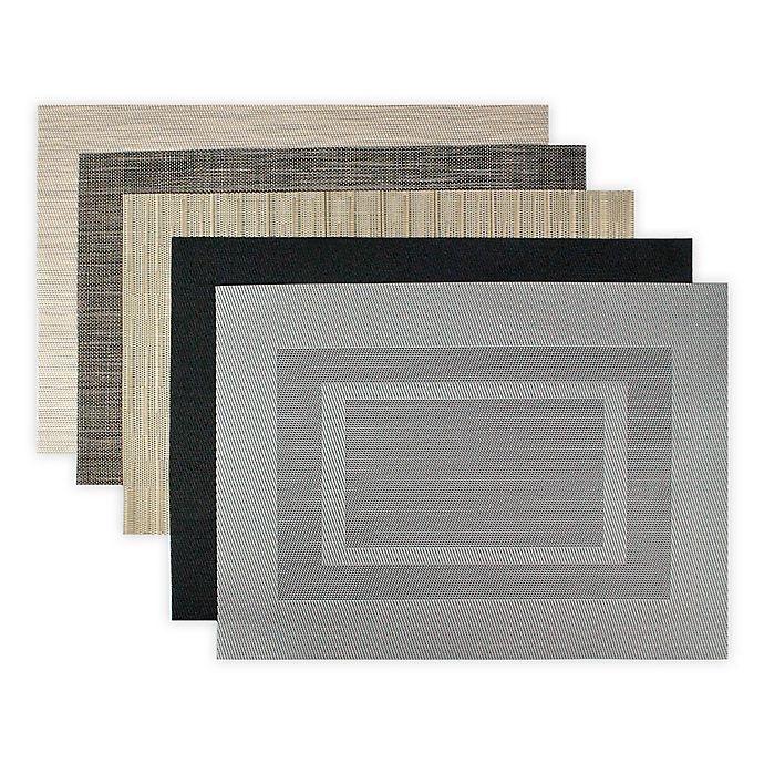 slide 5 of 5, Design Imports Double Bordered Square Placemats - Grey, 6 ct