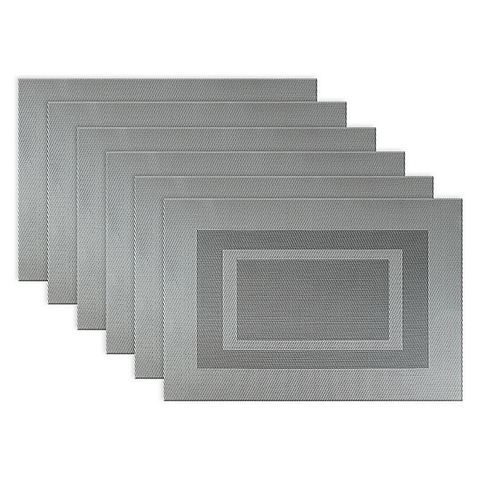 slide 1 of 5, Design Imports Double Bordered Square Placemats - Grey, 6 ct