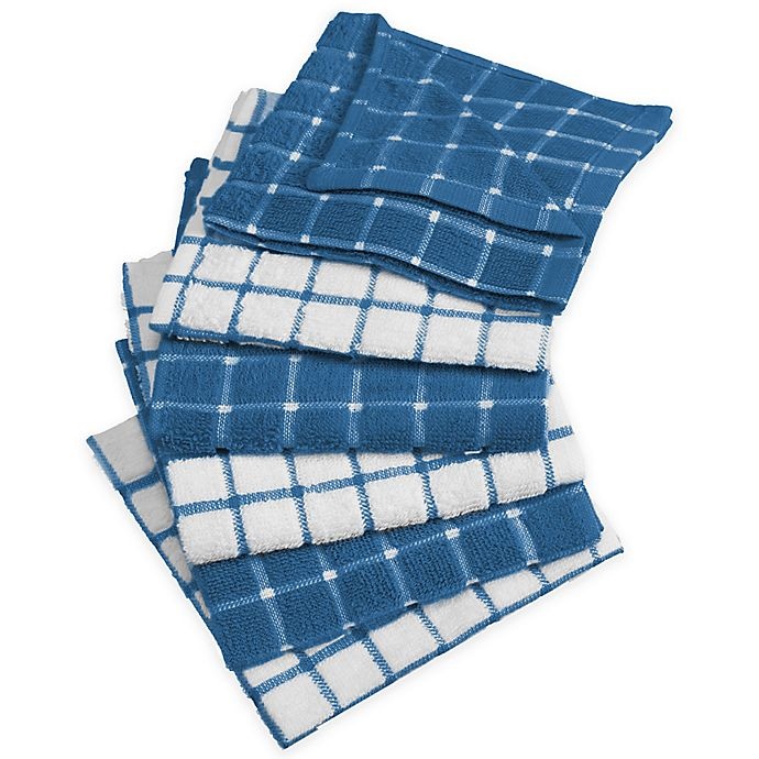 slide 1 of 4, Design Imports Windowpane Dish Cloth - Blue, 6 ct