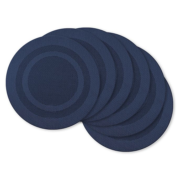 slide 1 of 1, Design Imports Double Bordered Round Placemats - Nautical Blue, 6 ct