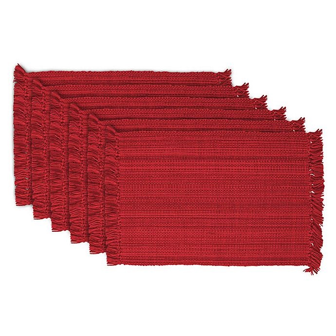 slide 1 of 1, Design Imports Variegated Fringe Placemats - Red, 6 ct