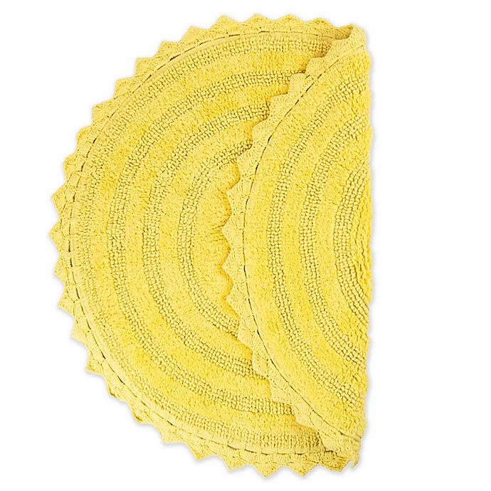 slide 3 of 3, Design Imports Reversible Crochet Round Bath Mat - Yellow, 28 in