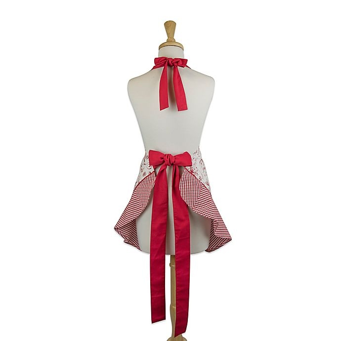 slide 2 of 3, Design Imports Vintage-Style Christmas Ruffle Apron - Red, 1 ct