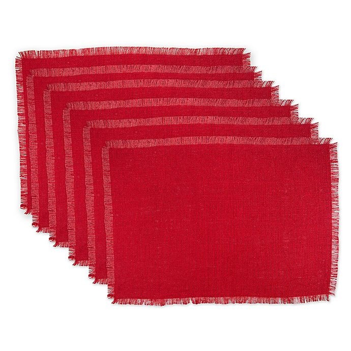 slide 3 of 3, Design Imports Jute Placemats - Red, 6 ct