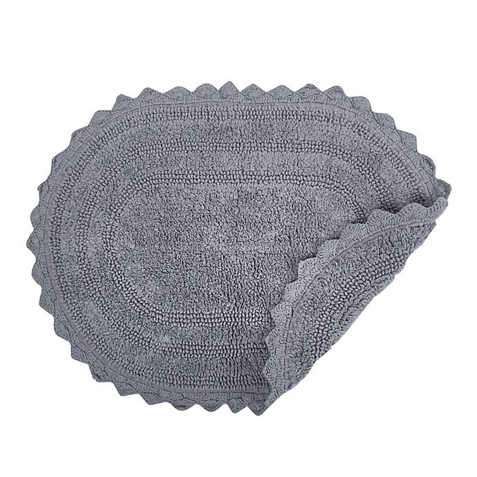 slide 2 of 3, Design Imports Reversible Crochet Round Bath Mat - Cameo Grey, 17 in x 24 in