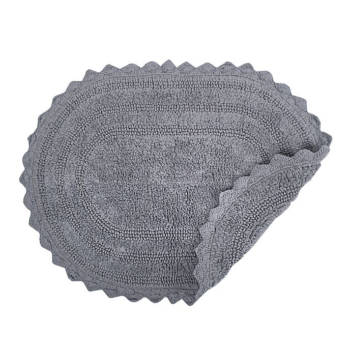 slide 2 of 3, Design Imports Reversible Crochet Round Bath Mat - Grey, 21 in x 32 in