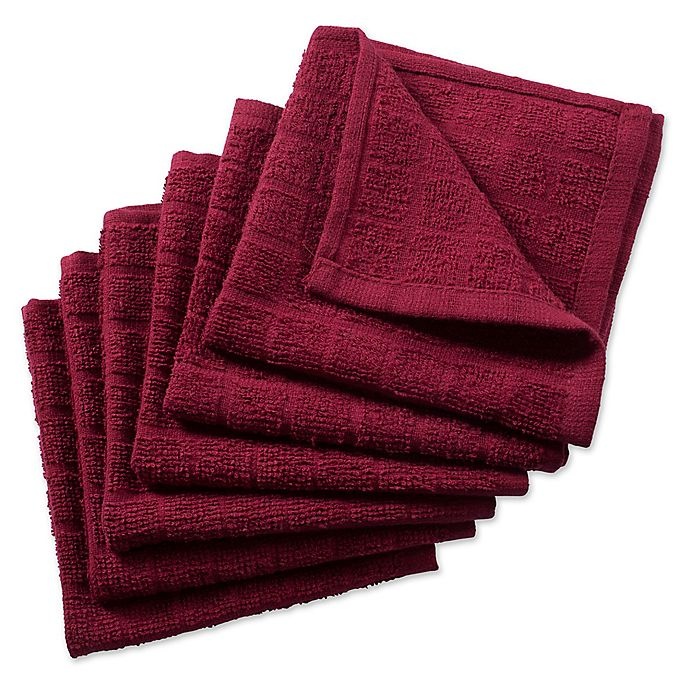 slide 1 of 3, Design Imports Windowpane Dishcloths - Wine, 6 ct