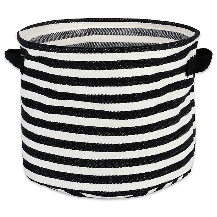 slide 2 of 6, Design Imports Collapsible Fabric Striped Large Round Storage Bins - Black, 2 ct