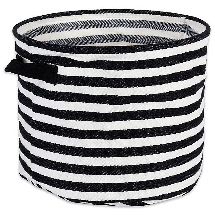 slide 4 of 6, Design Imports Collapsible Fabric Striped Large Round Storage Bins - Black, 2 ct