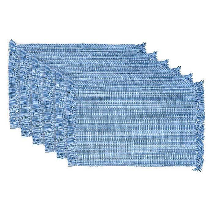 slide 1 of 1, Design Imports Variegated Fringe Placemats - Light Blue, 6 ct