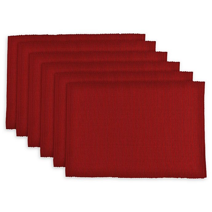 slide 1 of 1, Design Imports Ribbed Placemats - Tango Red, 6 ct