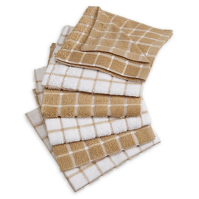 slide 1 of 2, Design Imports Windowpane Terry Cloth Kitchen Towels - Beige, 6 ct