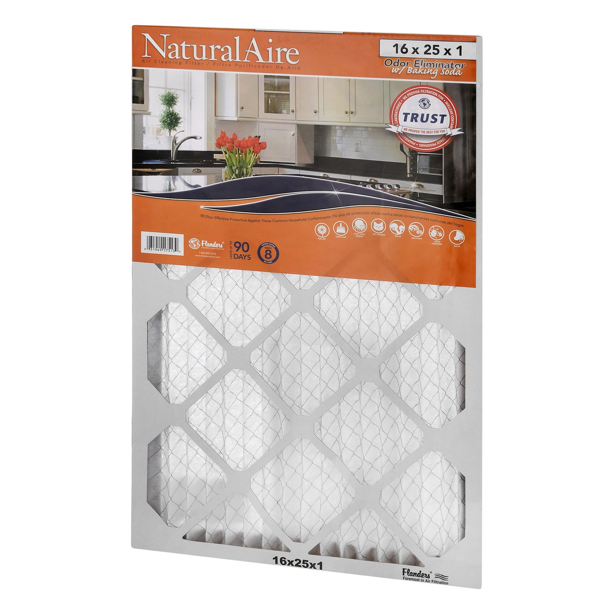 slide 7 of 8, NaturalAire 16 x 25 x 1 Odor Eliminator with Baking Soda Air Cleaning Filter 1 ea, 1 ct