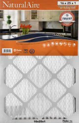 NaturalAire 16 x 25 x 1 Odor Eliminator with Baking Soda Air Cleaning Filter 1 ea