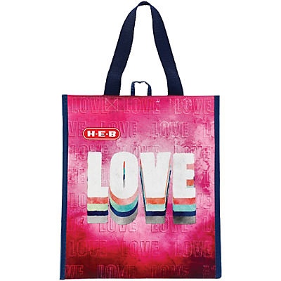 slide 1 of 1, H-E-B Back To College Love Insulated Reusable Shopping Bag, SM
