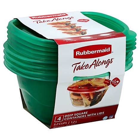 Rubbermaid Containers with Lids, Deep Square, 5.2 Cups