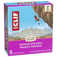 slide 4 of 13, CLIF BAR - Chocolate Chip Peanut Crunch - Made with Organic Oats - Energy Bars - Non-GMO - Plant Based Protein Bars (5 Pack), 12 oz