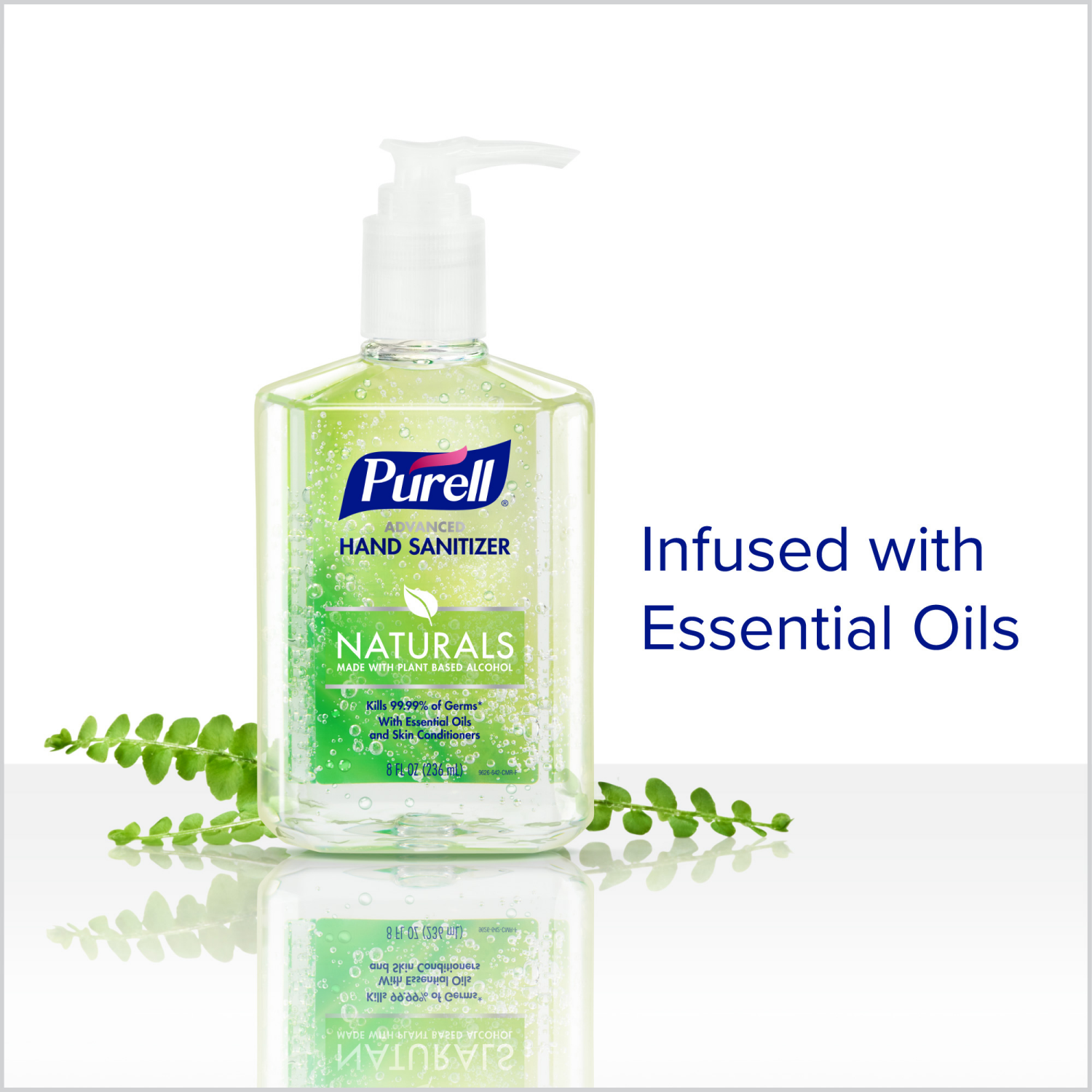 slide 4 of 6, PURELL Advanced Hand Sanitizer Naturals with Plant Based Alcohol, 8 fl oz Portable Pump Bottle, 8 fl oz