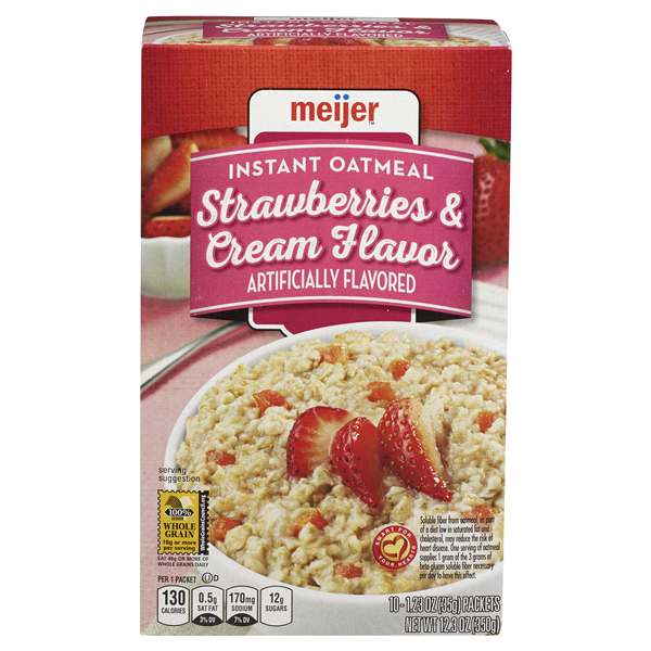 slide 1 of 2, Meijer Instant Oatmeal Strawberries & Cream, 12.3 oz