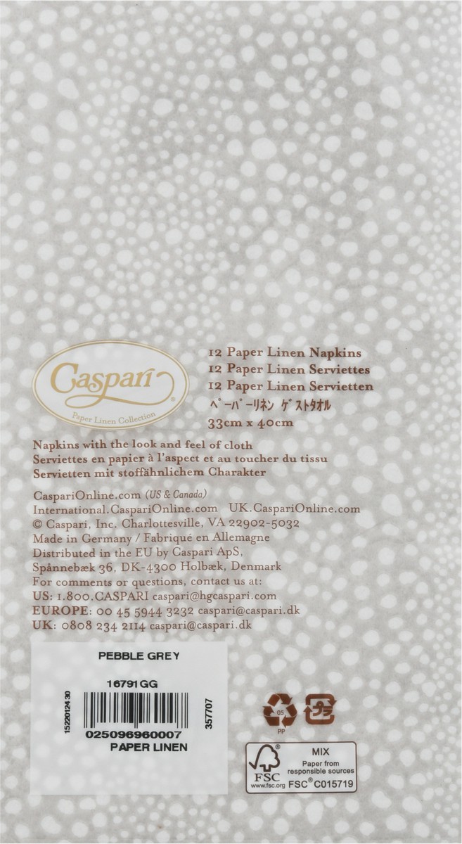 slide 9 of 12, Caspari Pebble Grey Paper Linen Napkins 12 ea, 12 ct