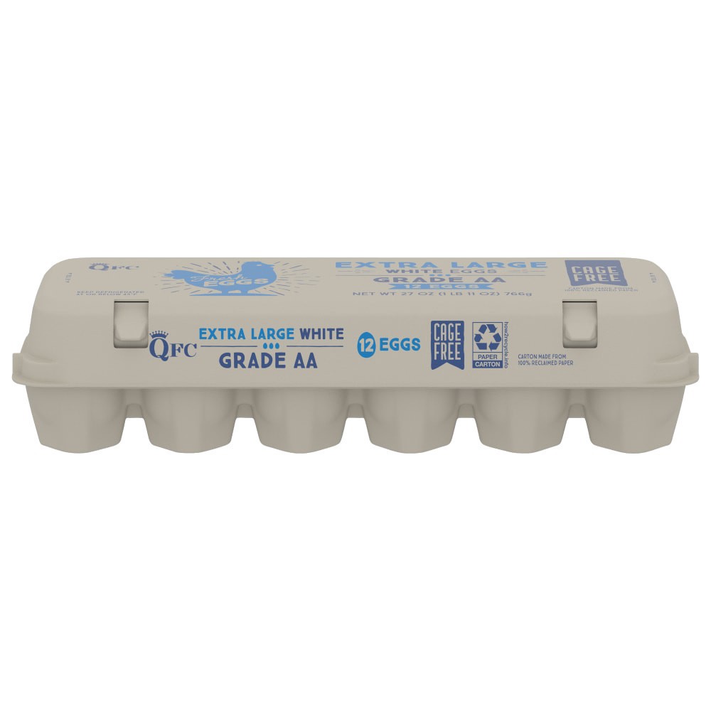 slide 1 of 3, Qfc Cage Free Extra Large White Grade Aa Eggs, 12 ct