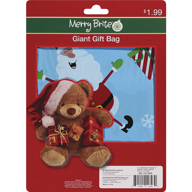 slide 1 of 1, SANTAS STUDIO Christmas Jumbo Gift Bag, 1 ct