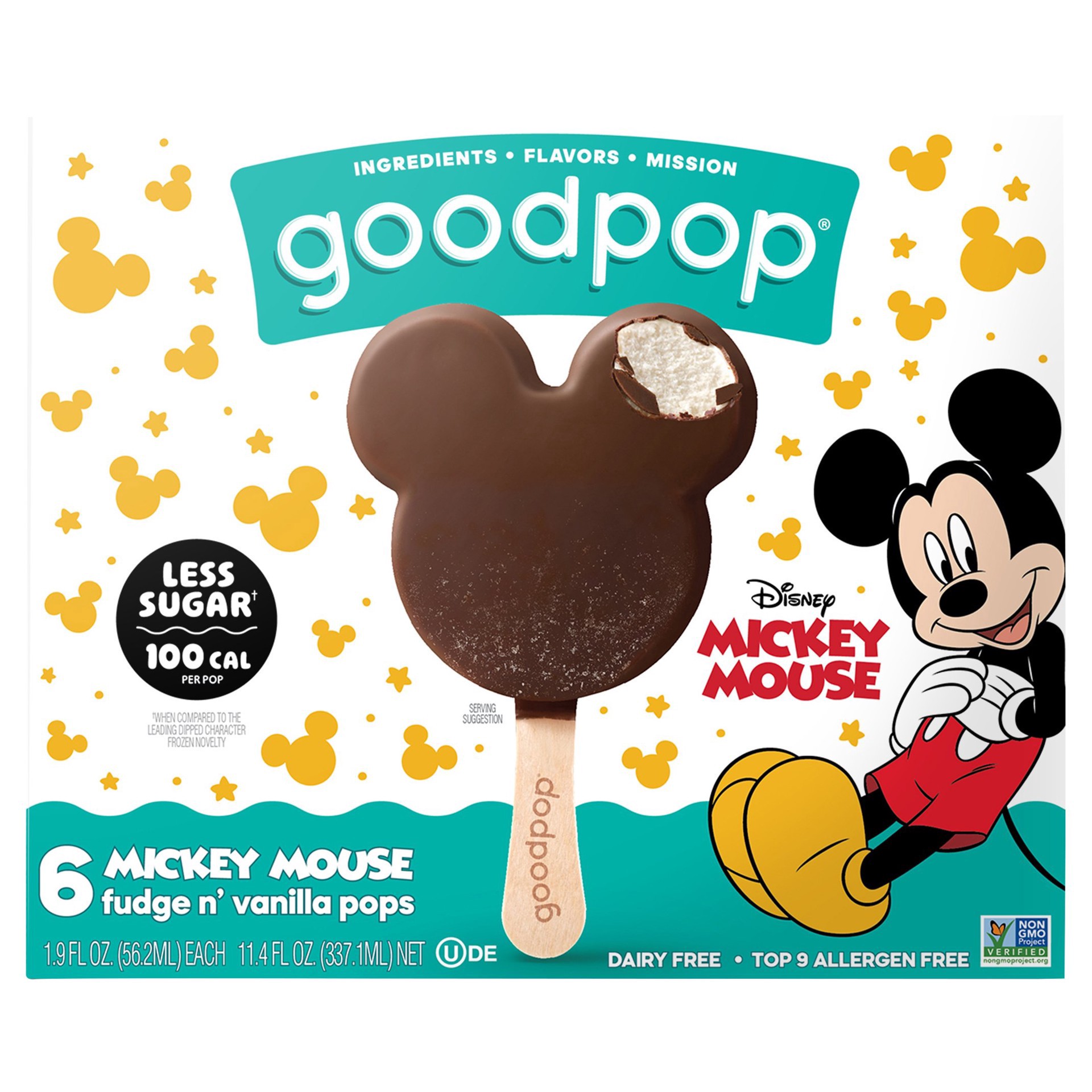 slide 1 of 1, Goodpop Dairy Free and Gluten Free Mickey Mouse Ice Cream Sandwich 6 Count, 13 ct