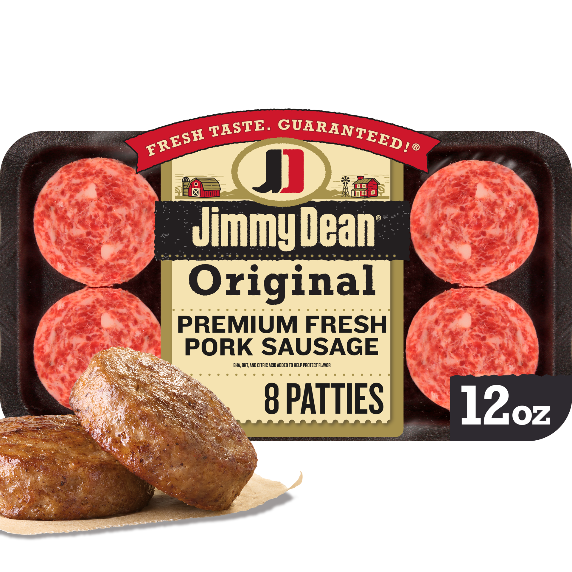 slide 1 of 6, Jimmy Dean Original Premium Fresh Pork Sausage Patties, 12 oz Pack, 8 ct; 12 oz