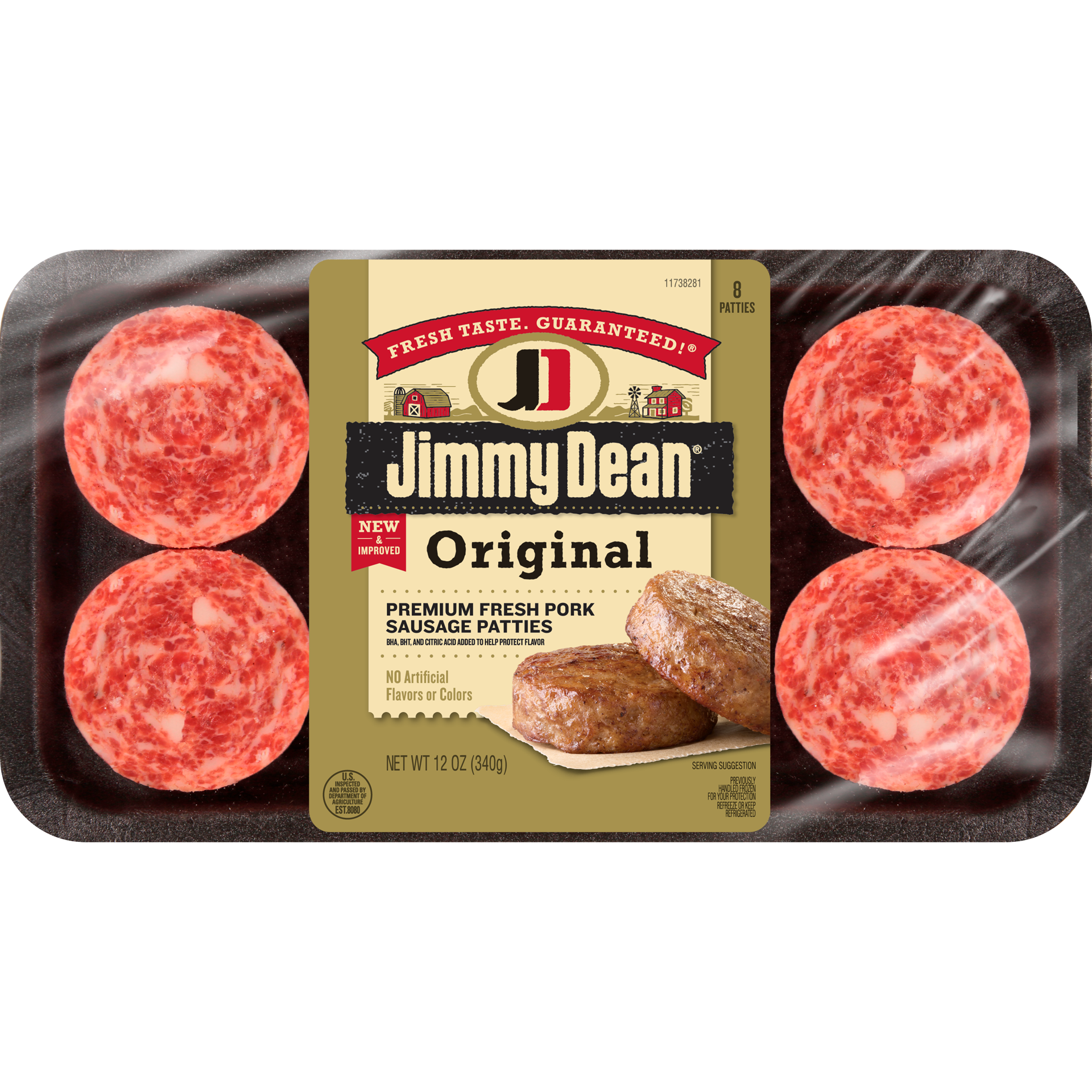 slide 1 of 6, Jimmy Dean Original Premium Fresh Pork Sausage Patties, 12 oz Pack, 8 ct; 12 oz