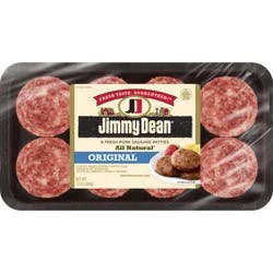 Jimmy Dean Premium All-Natural* Pork Breakfast Sausage Patties, 8 Count