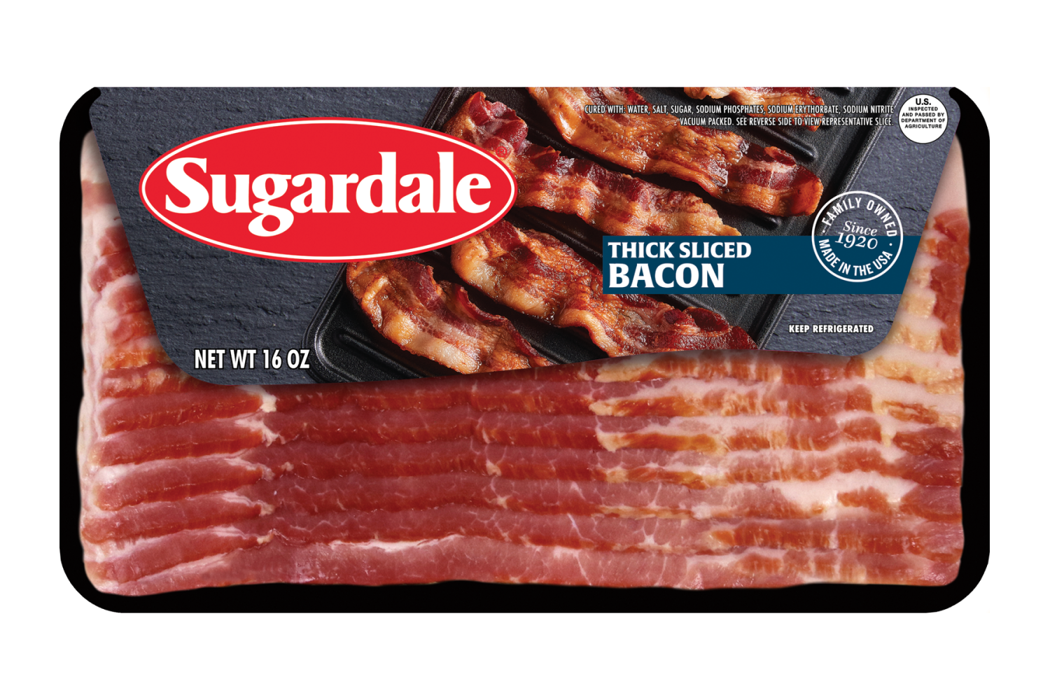 slide 1 of 1, Sugardale Thick Sliced Bacon, 16oz., 16 oz