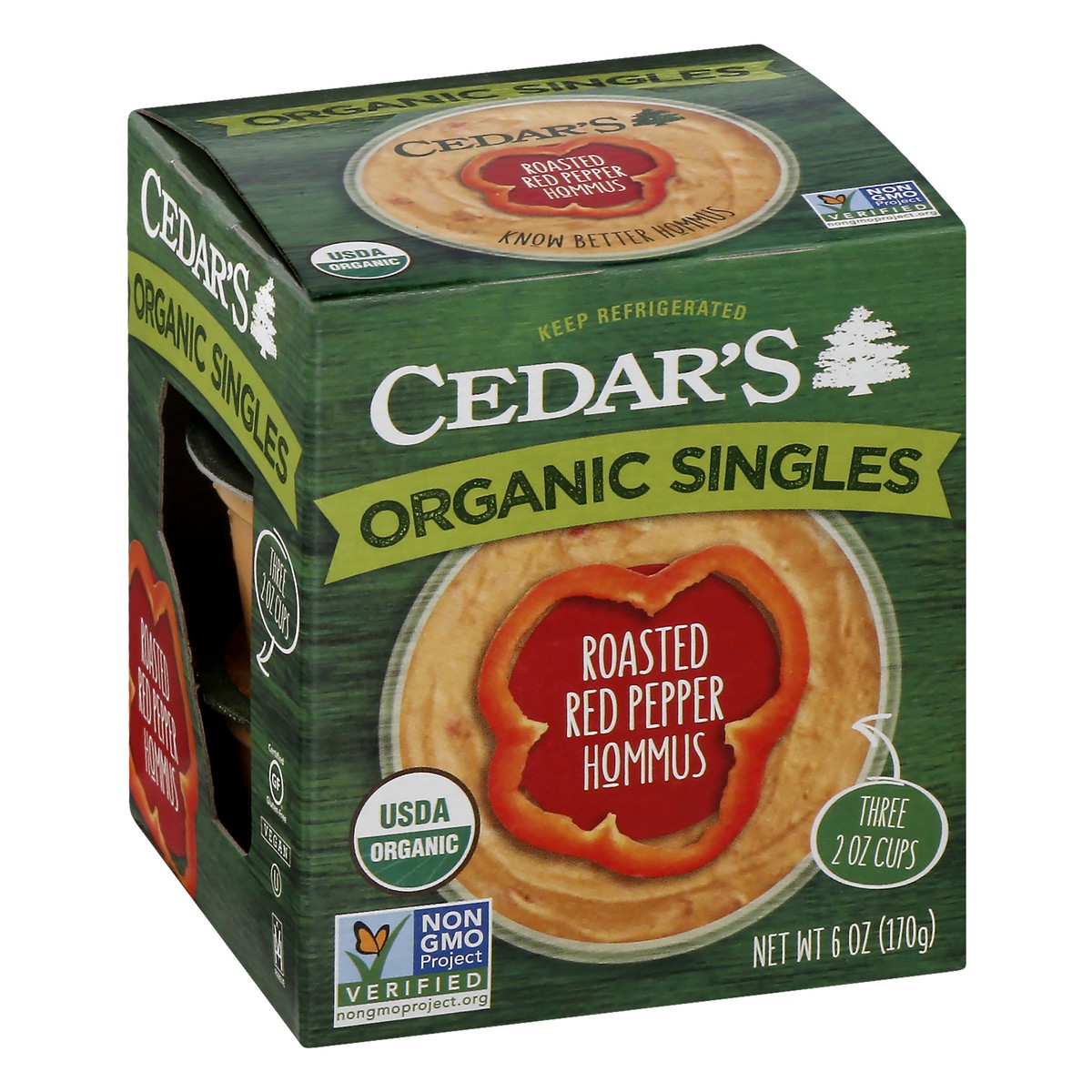 slide 7 of 10, Cedar's Organic Roasted Red Pepper Hummus Singles, 6 oz
