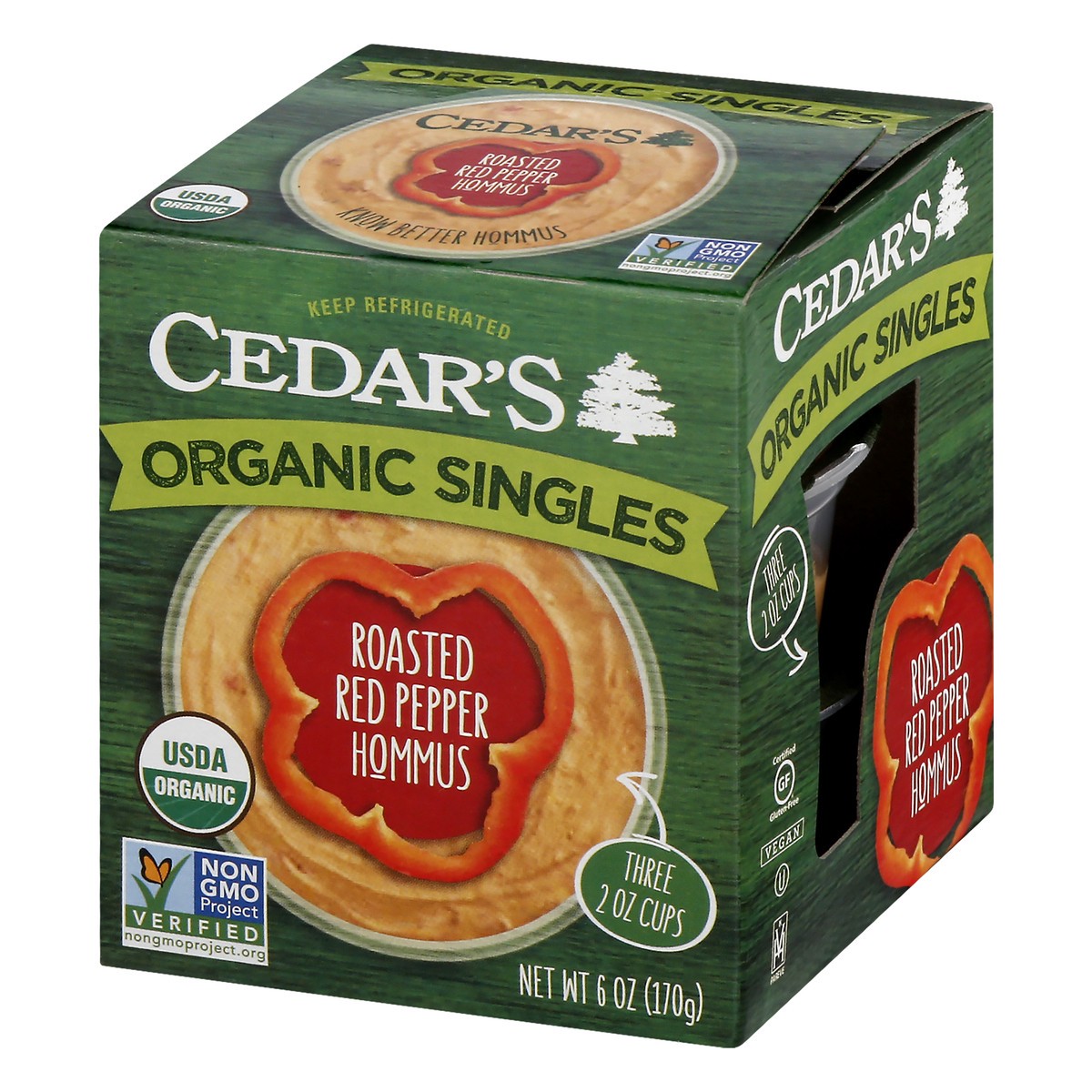 slide 5 of 10, Cedar's Organic Roasted Red Pepper Hummus Singles, 6 oz
