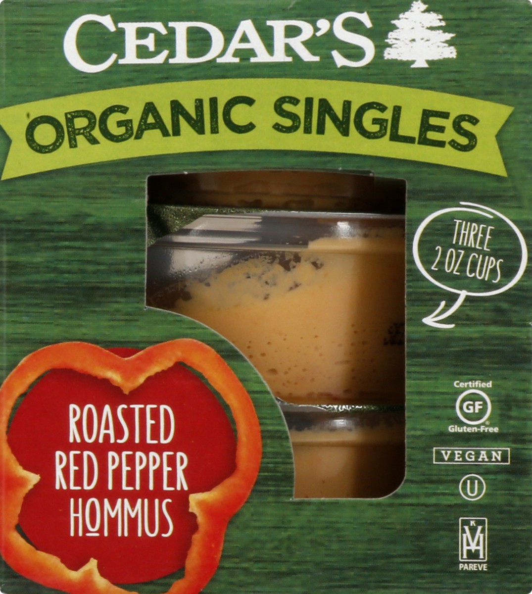 slide 4 of 10, Cedar's Organic Roasted Red Pepper Hummus Singles, 6 oz