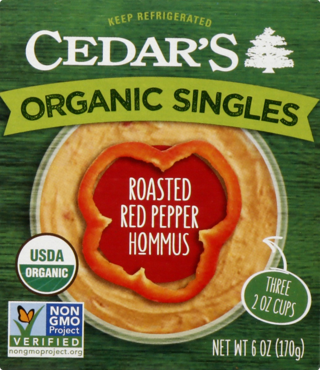 slide 6 of 10, Cedar's Organic Roasted Red Pepper Hummus Singles, 6 oz