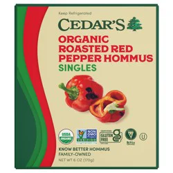 Cedar's Organic Roasted Red Pepper Hummus Singles, 3-2 oz Cups