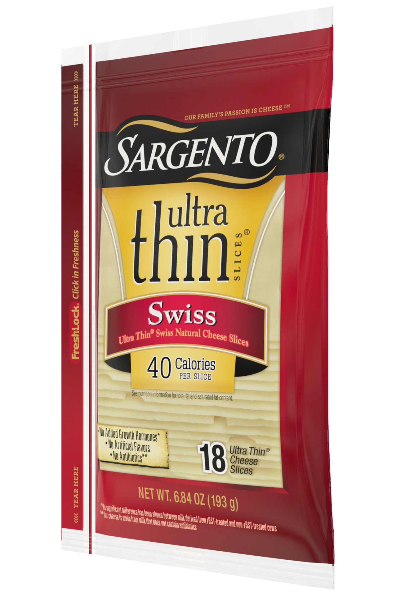 slide 4 of 7, Sargento Ultra Thin Sliced Swiss Cheese, 18 ct