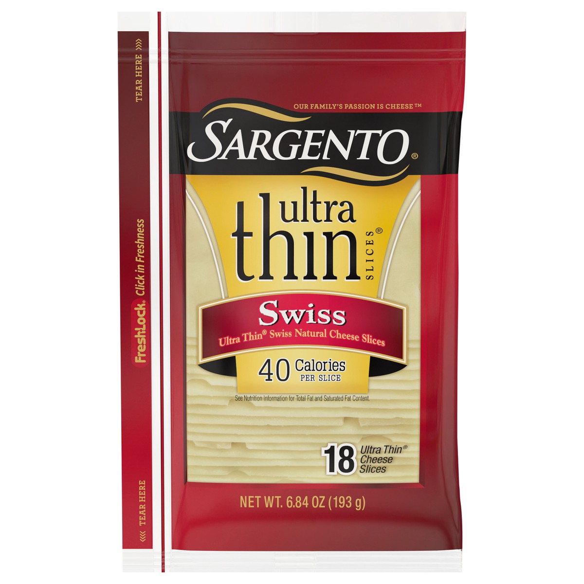 slide 1 of 5, Sargento Ultra Thin Swiss Cheese Slices 18 ea, 18 ct