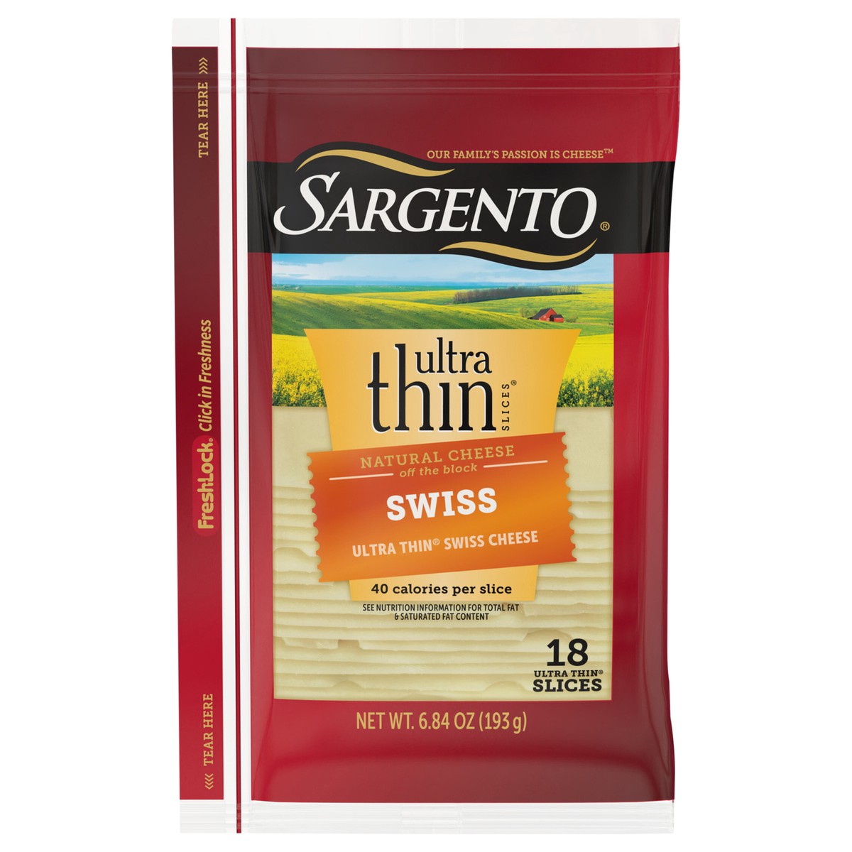 slide 1 of 5, Sargento Ultra Thin Swiss Cheese Slices 18 ea, 18 ct
