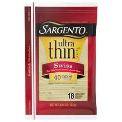 Sargento Swiss Natural Cheese Ultra Thin Slices, 6.84 oz., 18 slices