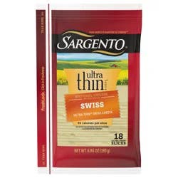 Sargento Ultra Thin Natural Swiss Sliced Cheese, 18 Slices, 6.84 oz