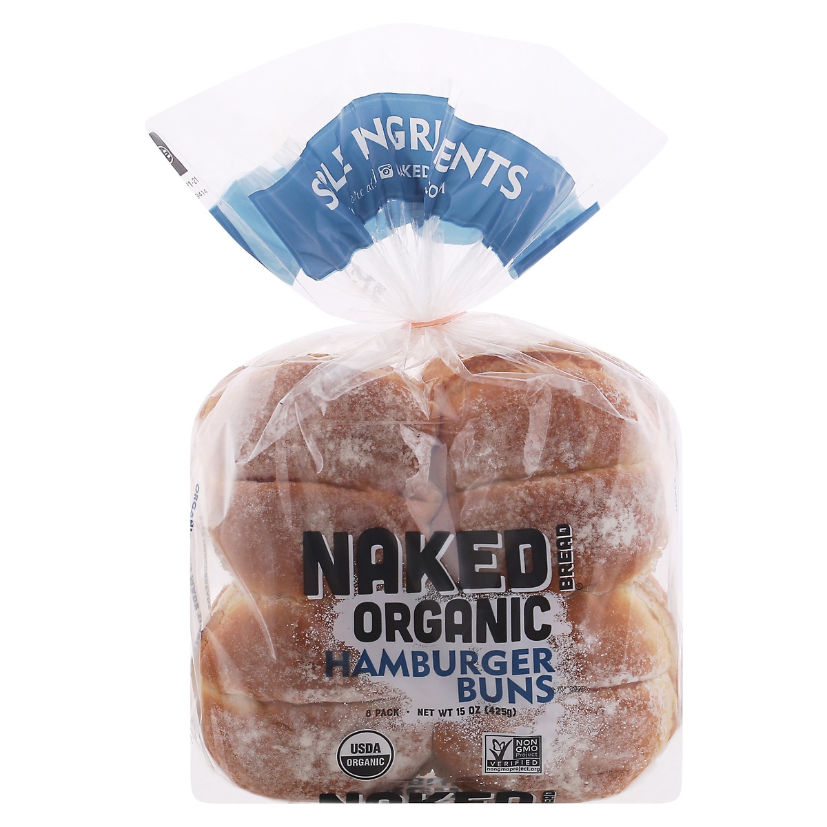 slide 1 of 9, Naked Bread Organic Hamburger Buns 8 ea Bag, 15 oz