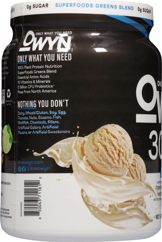 slide 4 of 4, OWYN Elite Pro Zero Sugar Vanilla Plant Protein 1.32 lb, 1.32 lb