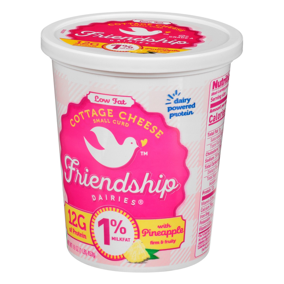 slide 3 of 9, Friendship Dairies Low Fat 1% Milkfat Small Curd with Pineapple Cottage Cheese 16 oz, 16 oz