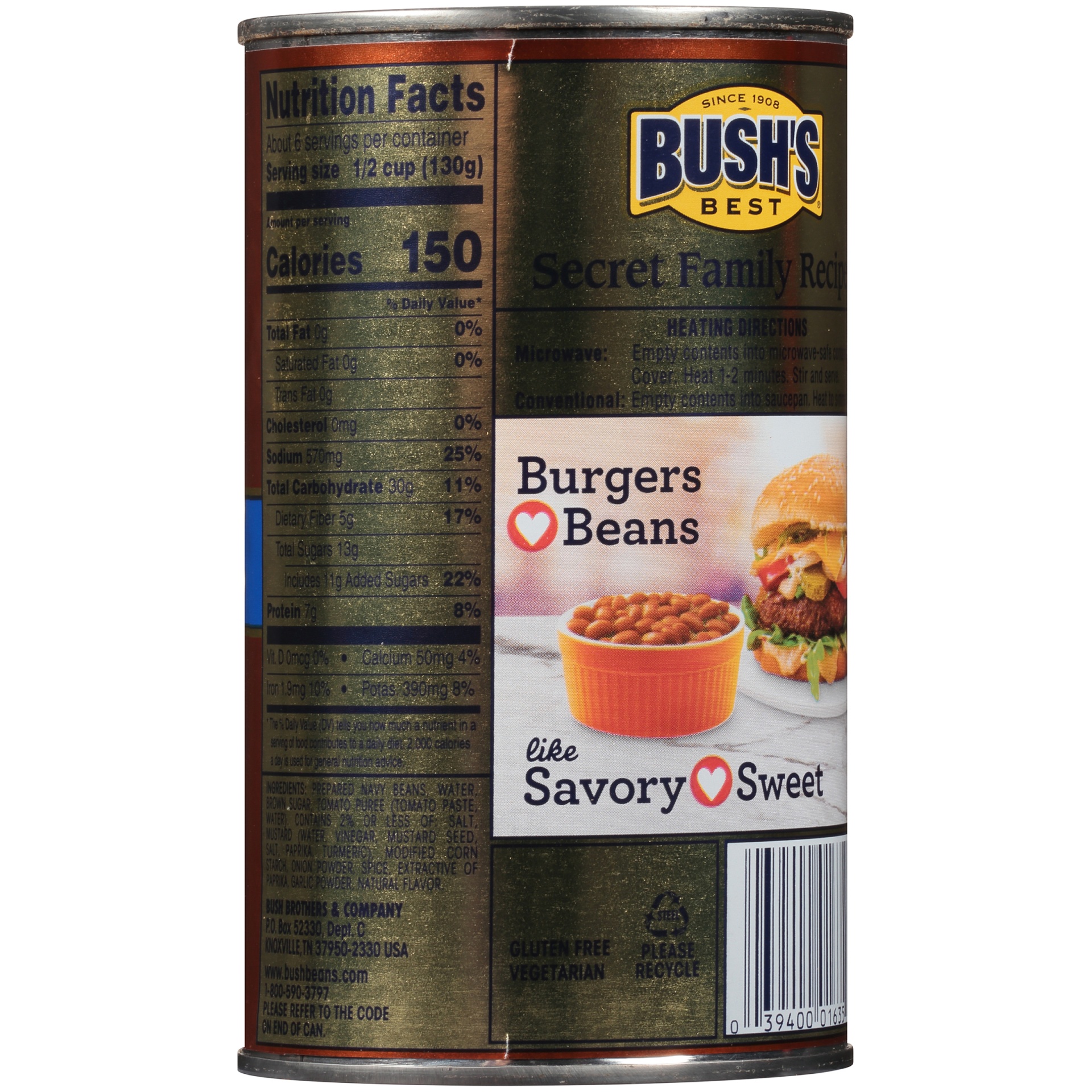 slide 6 of 6, Bush's Vegetarian Baked Beans, 28 oz