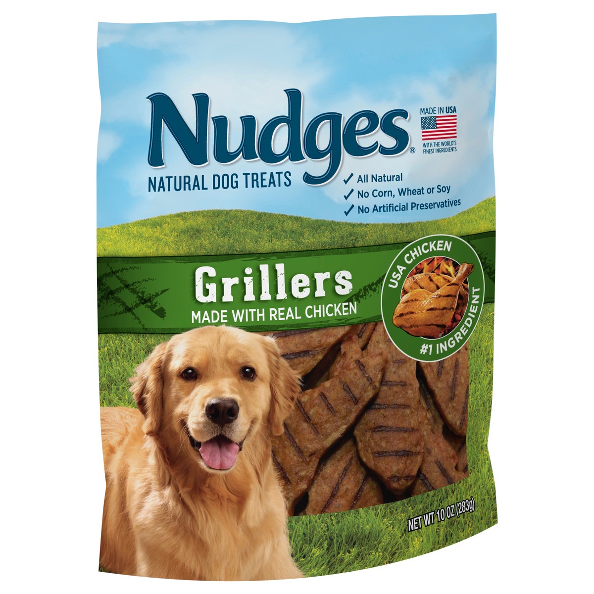 slide 2 of 10, Nudges Grillers Chicken Dog Treats 10 oz, 10 oz