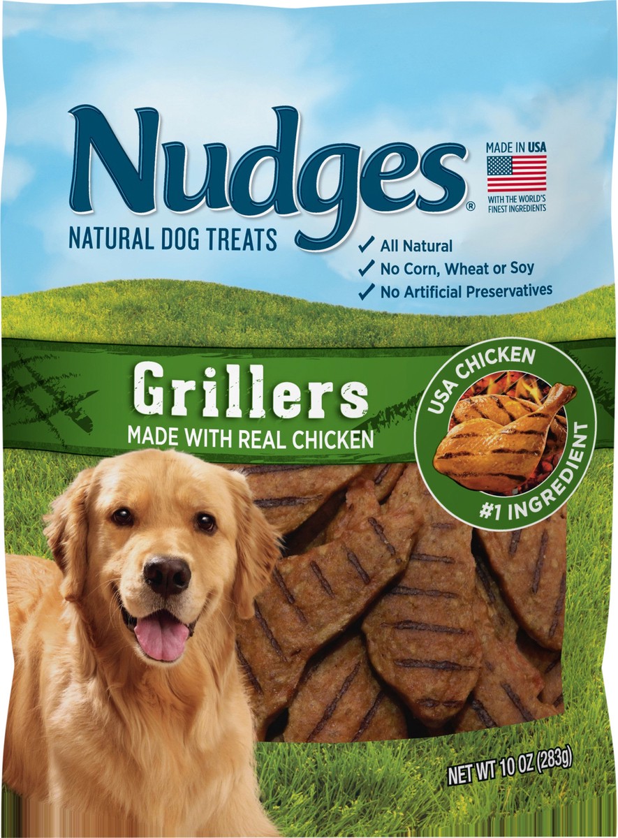 slide 3 of 10, Nudges Grillers Chicken Dog Treats 10 oz, 10 oz