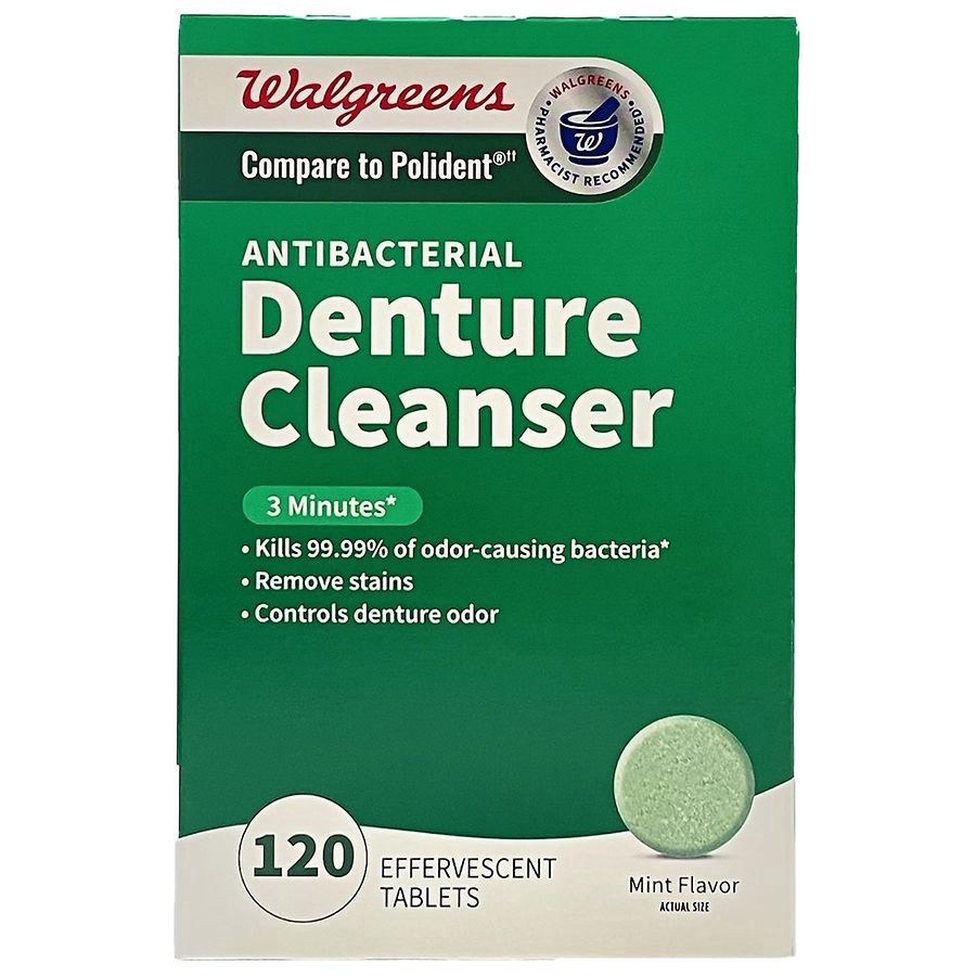 slide 1 of 2, Walgreens Antibacterial Denture Cleanser 3 Minutes, 120 ct