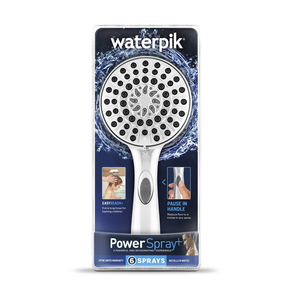 slide 3 of 8, Waterpik 8ft Easy Reach Hose Hand Held Shower Head Chrome - Waterpik, 8 ft